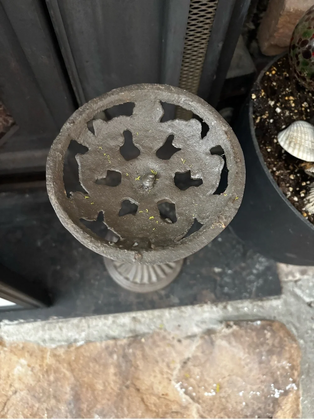 Vintage Rustic Cast Iron 10” Pillar Candle Holder French Farmhouse Vibes